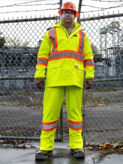 Flame Resistant Work Wear Pioneer Hi Vis FR PU/Cotton Rain Bib Pants | XS-4XL