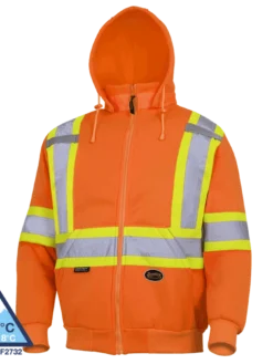Pioneer Heavyweight Polyester Fleece Safety Hoodie | S-4XL Hi-Vis Work Wear