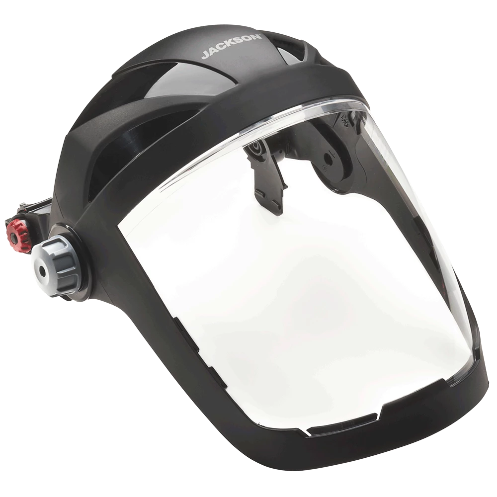 Jackson Safety Personal Protective Equipment Jackson Quad 500® Series Hard Hat Mountable Complete Faceshield With 370 Speed Dial™ Ratchet Adjustment - Clear 4 Jackson Safety Personal Protective Equipment Jackson Quad 500® Series Hard Hat Mountable Complete Faceshield With 370 Speed Dial™ Ratchet Adjustment - Clear