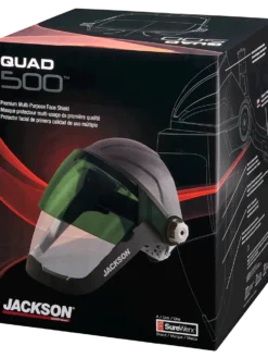 Jackson Safety Jackson Quad™ 500 Supreme Multi-Purpose Face Shield Kit With 370 Speed Dial™ Ratchet System - Clear Anti-Fog Window With Flip-Up IR Visor