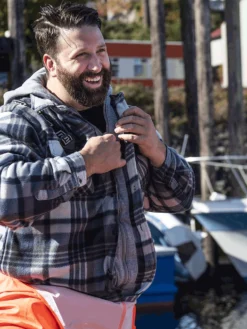 Pioneer Quilted Polar Boa Fleece Lined Zip-Up Hooded Shirt | S - 4XL