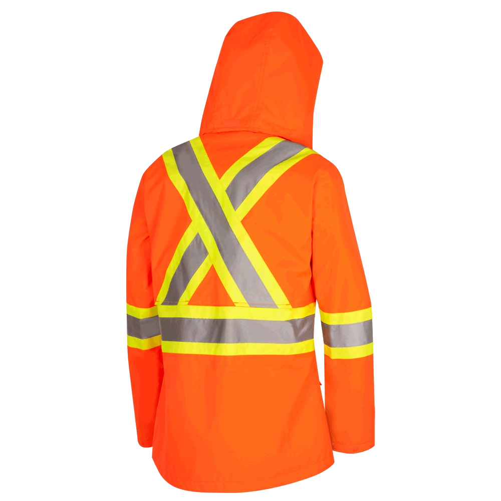 Hi-Vis Work Wear Pioneer "The Rock" Women's 300D Oxford Polyester Waterproof Safety Rain Jacket 8 Hi-Vis Work Wear Pioneer "The Rock" Women's 300D Oxford Polyester Waterproof Safety Rain Jacket