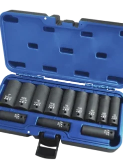 Jet 3/8" Dr. Deep Impact Socket Set - SAE Deep - 6 Point - 12 Piece Power Tool Accessories