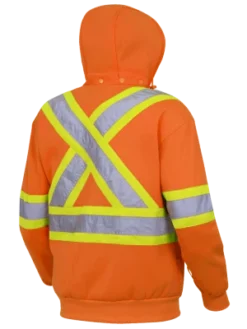 Pioneer Heavyweight Polyester Fleece Safety Hoodie | S-4XL Hi-Vis Work Wear