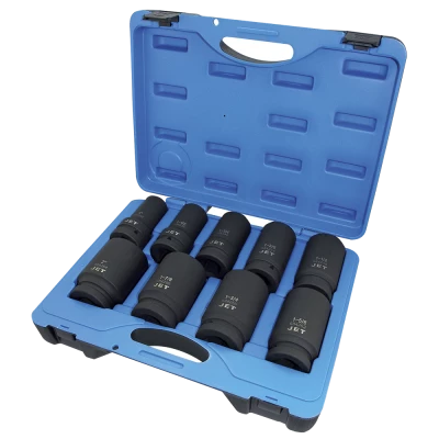 Power Tool Accessories Jet 1" Dr. Deep Impact Socket Set - SAE Deep - 6 Point - 9 Piece 3 Power Tool Accessories Jet 1" Dr. Deep Impact Socket Set - SAE Deep - 6 Point - 9 Piece